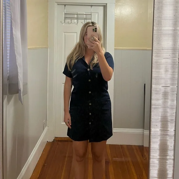 NWT BP. (Nordstrom) navy button up dress size small, extra button included! - Picture 4 of 6